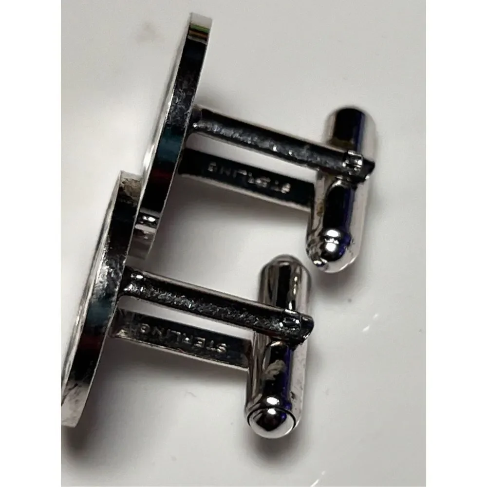 Vintage Sagittarius Sterling Silver Round Circle Cuff Links December Birthday